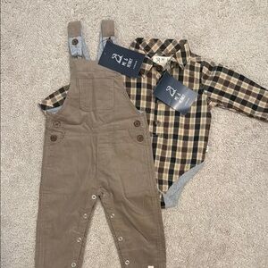 Brown and Black Matching Overall Set